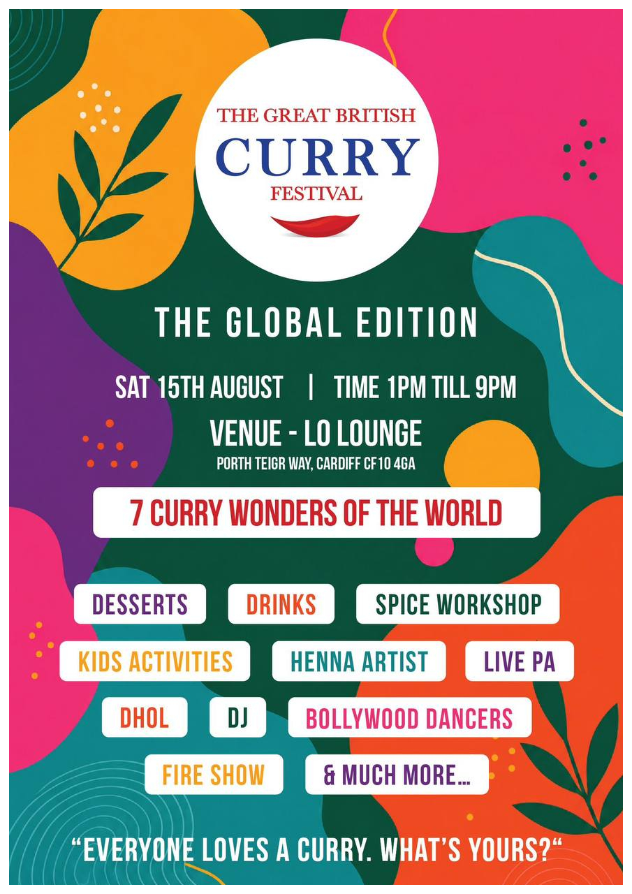 Official Poster for The Great British Curry Festival at Lo Lounge Cardiff